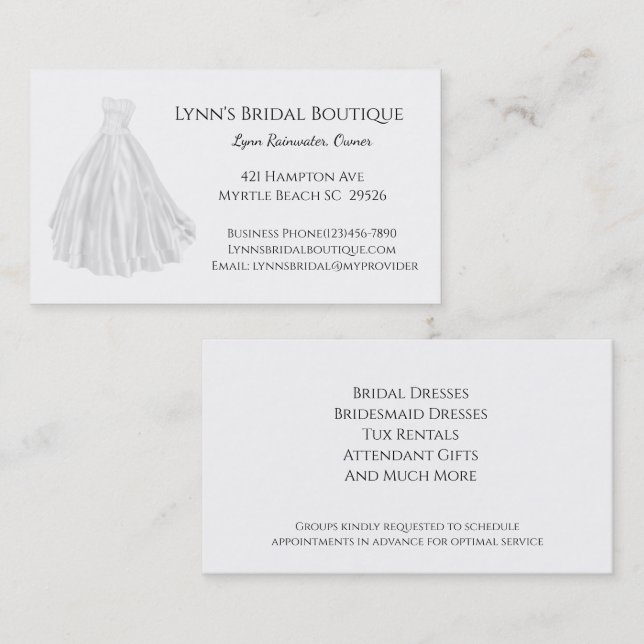 Bridal Shop Business Card (Front/Back)