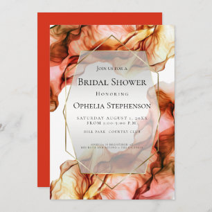BRIDAL SHOWER Abstract Watercolor Autumn Colour Invitation