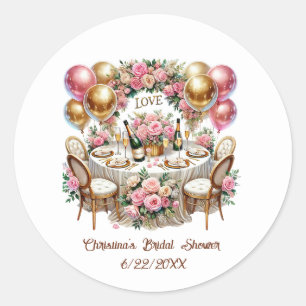 Bridal shower add name date  classic round sticker