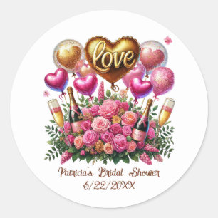 Bridal shower add name date  classic round sticker