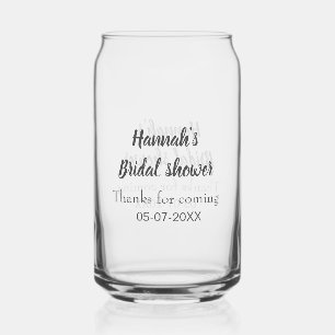 Bridal shower add name date year thanks for coming can glass