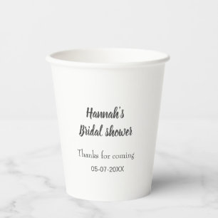 Bridal shower add name date year thanks for coming paper cups