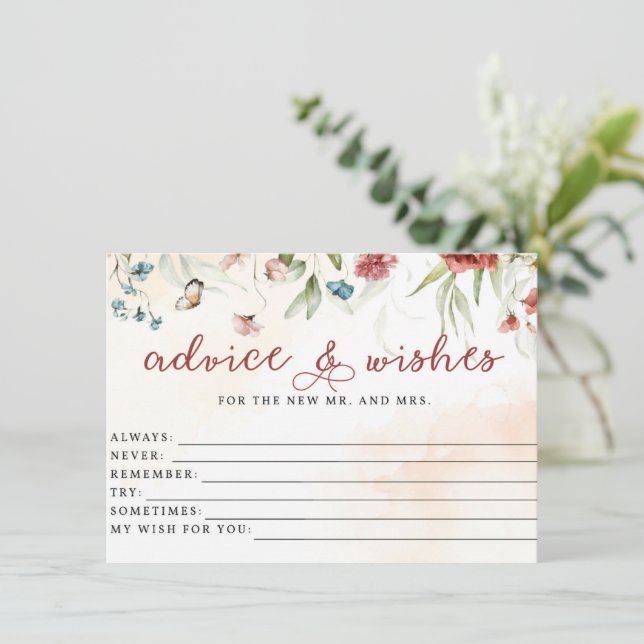 Bridal Shower, Advice and wishes, Bridal Game Enclosure Card (Standing Front)