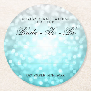 Bridal Shower Advice Beach Ombre Bokeh Lights Round Paper Coaster