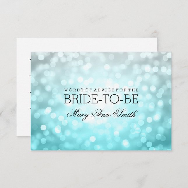 Bridal Shower Advice Beach Ombre Glitter Lights Invitation (Front/Back)