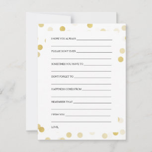 Bridal Shower Advice Cards Faux Gold Foil Glitter