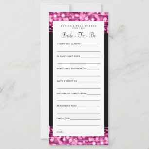 Bridal Shower Advice Cards Party Sparkles Pink