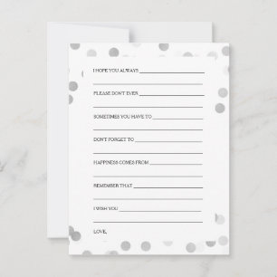 Bridal Shower Advice Cards Silver Foil Glitter