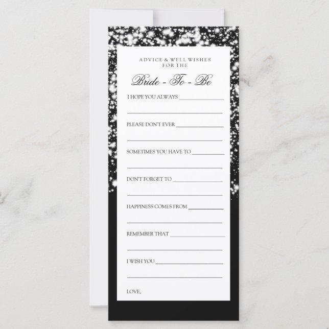 Bridal Shower Advice Cards Silver Midnight Glam (Front)