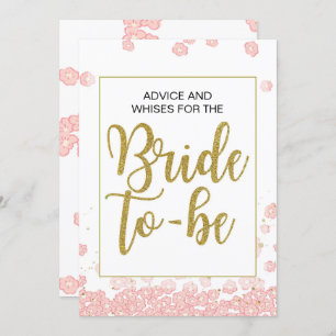 Bridal Shower Advice Sign Pink and Gold Invitation