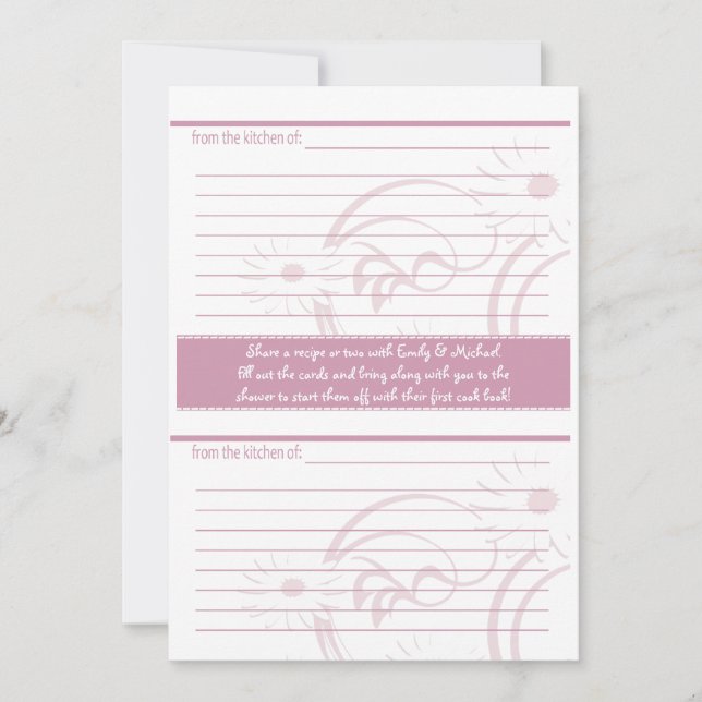 Bridal Shower and recipe cards Pink (Front)