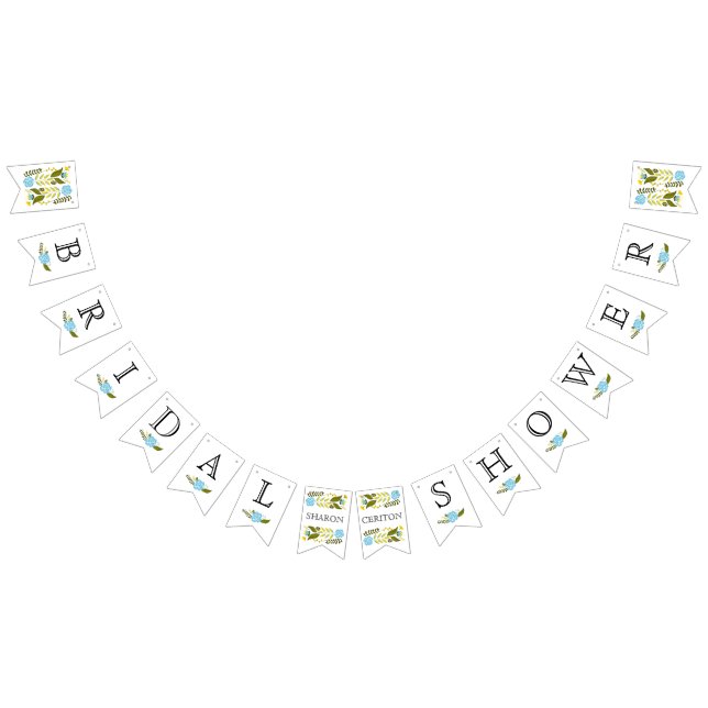 Bridal shower aqua and yellow wild flowers wedding bunting  (All)