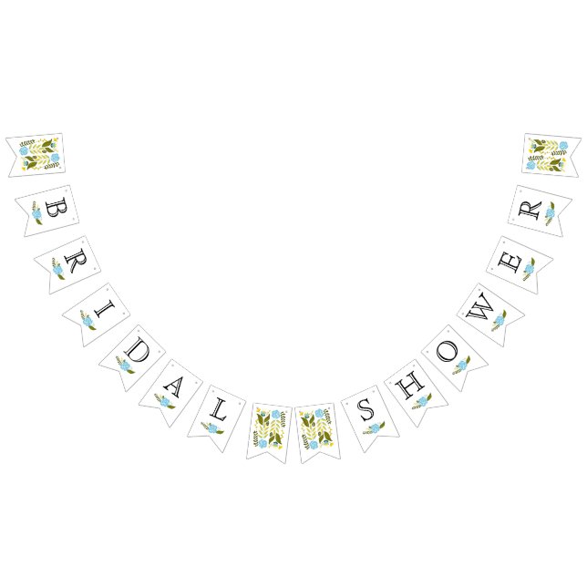 Bridal shower aqua, yellow flowers wedding floral bunting  (All)