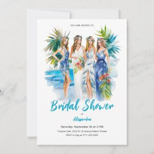 Bridal Shower at the Beach Watercolor Wedding Invitation