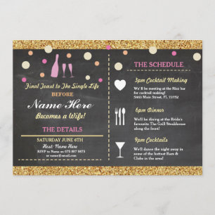 Bridal Shower Bachelorette Glitter Itinerary Pink Programme