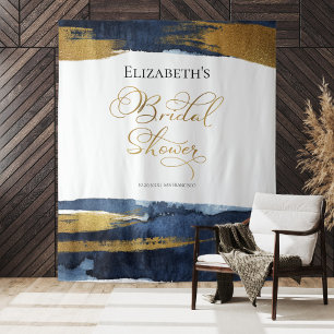 Bridal Shower Backdrop Blue Watercolor Abstract Tapestry