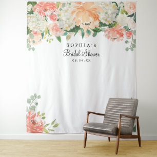 Bridal Shower Backdrop - Photo Booth Pretty Peach Tapestry