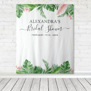 Bridal Shower Backdrop Tropical Floral Photo Booth Tapestry