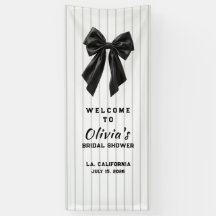 Bridal Shower Banner, Black Bow Wedding Bridal Sho