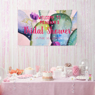 Bridal Shower Banner   Bohemian Glam Cactus Fiesta