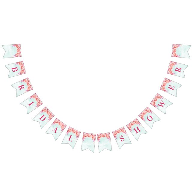 Bridal Shower Banner Light Blue Watercolor Flowers (All)