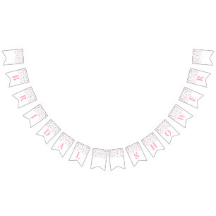 Bridal Shower Banner Pink Silver Confetti