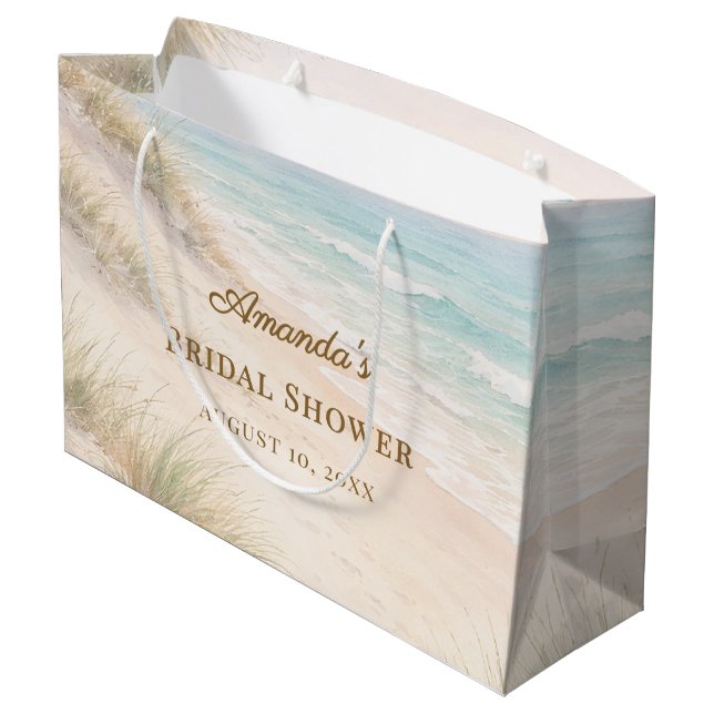 Bridal Shower beach coastal elegant Large Gift Bag (Back Angled)
