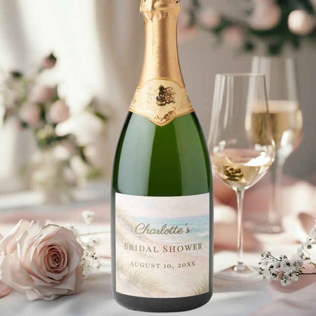 Bridal Shower beach coastal elegant Sparkling Wine Label (Creator Uploaded)