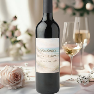 Bridal Shower beach coastal elegant Wine Label