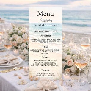Bridal Shower beach party menu card