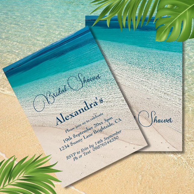 Bridal Shower Beach Scene Coastal Blue  Invitation (Creator Uploaded)