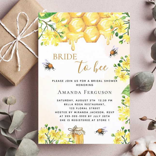 Bridal shower bee yellow florals honey invitation (Creator Uploaded)