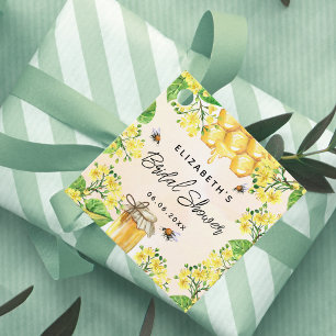 Bridal shower bees yellow flowers honey favour tags