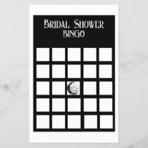 Bridal Shower Bingo  Black and White Minimalist