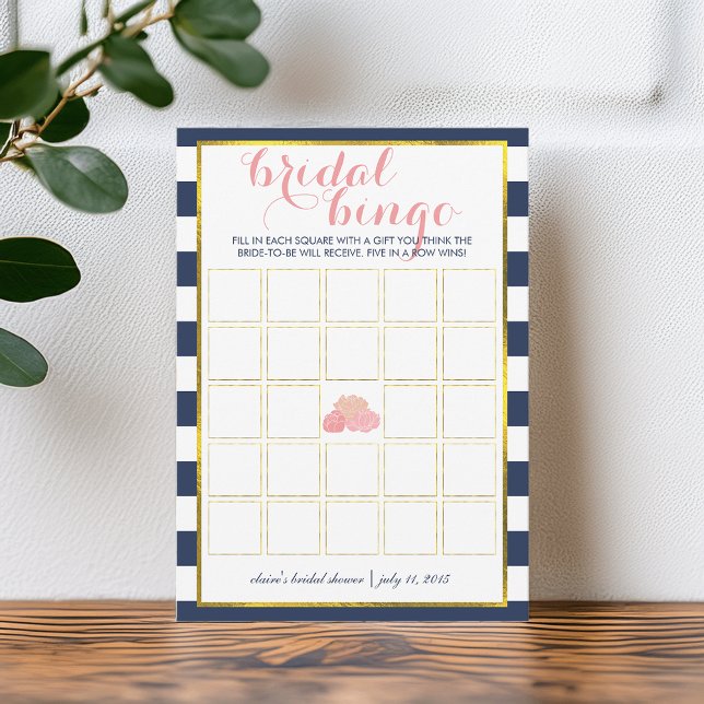 Bridal Shower Bingo Game Card | Midnight Peony (Creator Uploaded)