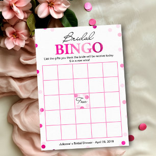 Bridal Shower Bingo   Pink Magenta Confetti Game Invitation