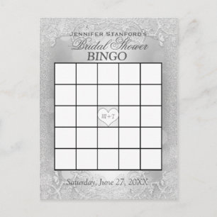 Bridal Shower Bingo Silver Elegance Invitation Postcard