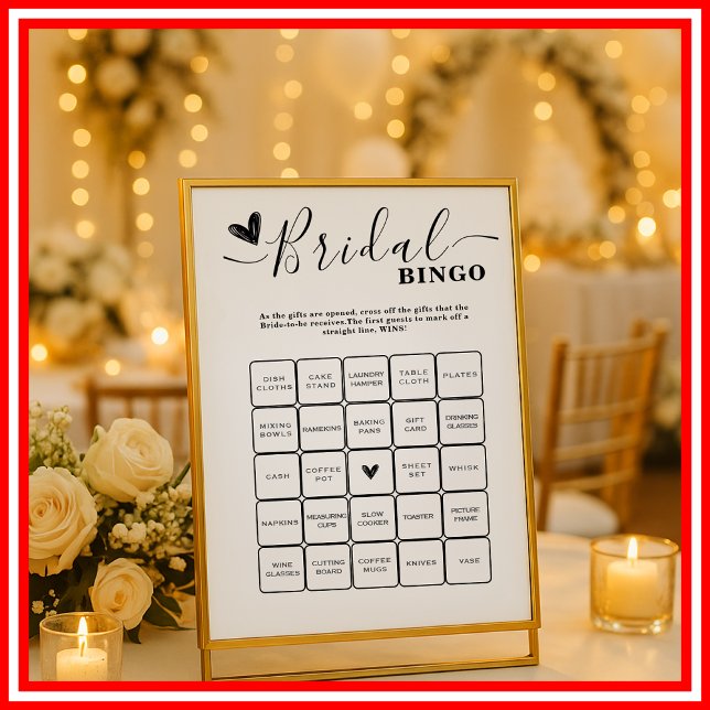 Bridal Shower Bingo Wedding Elegant Calligraphy (Creator Uploaded)