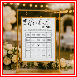 Bridal Shower Bingo Wedding Elegant Calligraphy Poster