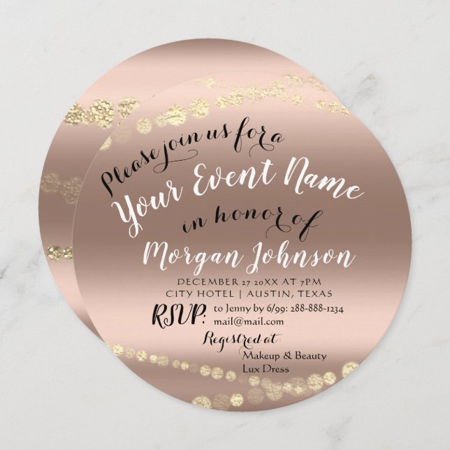 Bridal Shower Birthday Confetti Rose Gold Invitation (Front/Back)