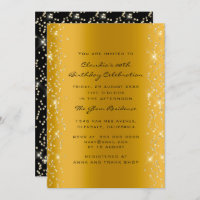 Bridal Shower Birthday Coral Confetti Gold Black