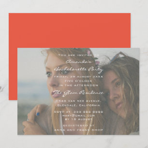 Bridal Shower Birthday Party Photo Coral Grunge Invitation