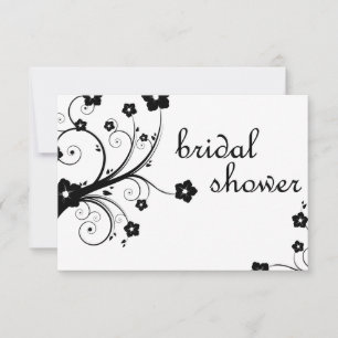 bridal shower : black and white blossoms invitation