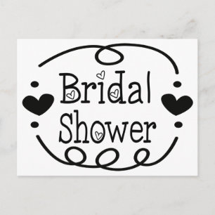 Bridal Shower Black And White Heart Invitation Postcard