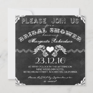 bridal shower black chalkboard invitations