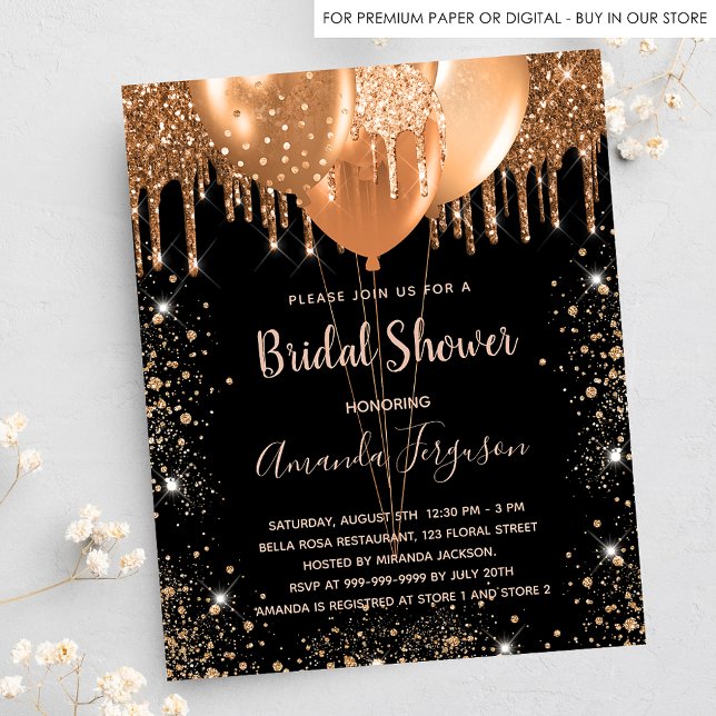 Bridal shower black gold glitter budget flyer (Creator Uploaded)