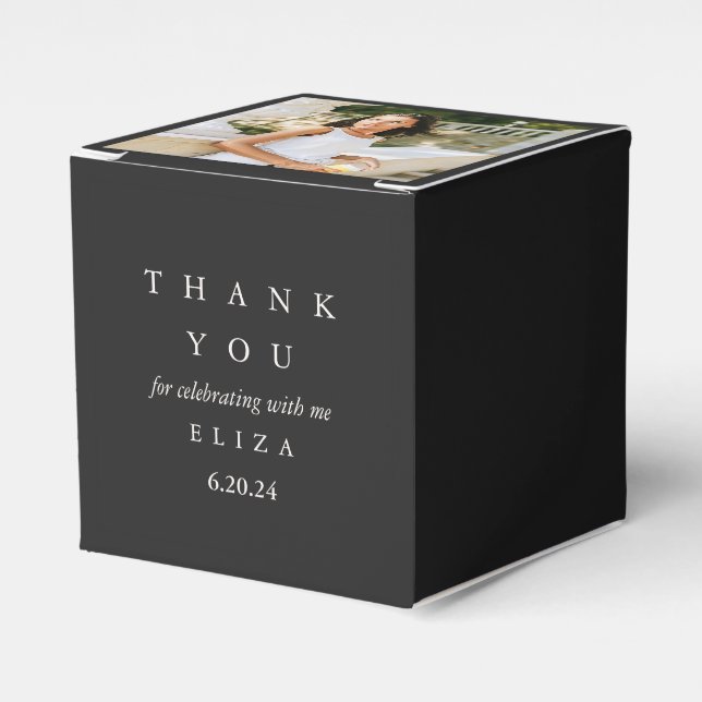 Bridal Shower Black Personalised Photo Thank You Favour Box (Front Side)