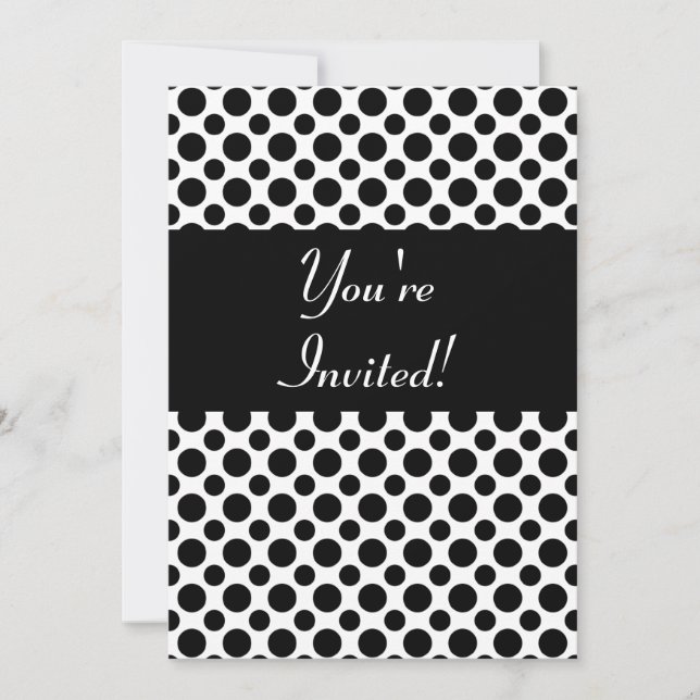 Bridal Shower Black Polka Dots Custom Invitations (Front)