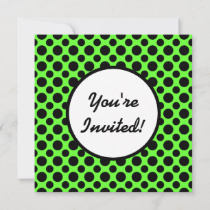 Bridal Shower Black Polka Dots on Green Invitation