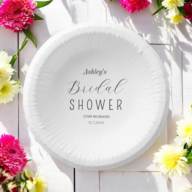 Bridal Shower Black White  Paper Plate (Creator Uploaded)